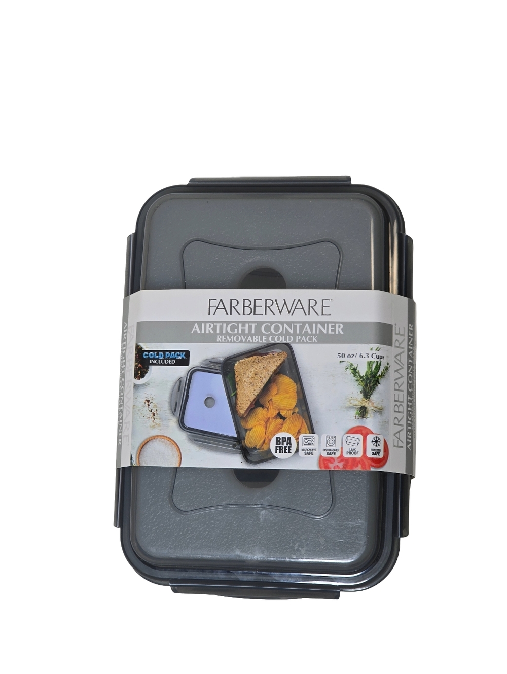 Farberware Airtight Lunch Container w Ice Pack 50 oz BPA Free